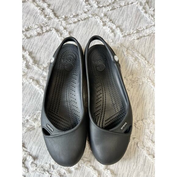 Crocs Olivia Black Gem Slingback Slip-On Comfort Round Toe Flats Sz 10 - Picture 3 of 9
